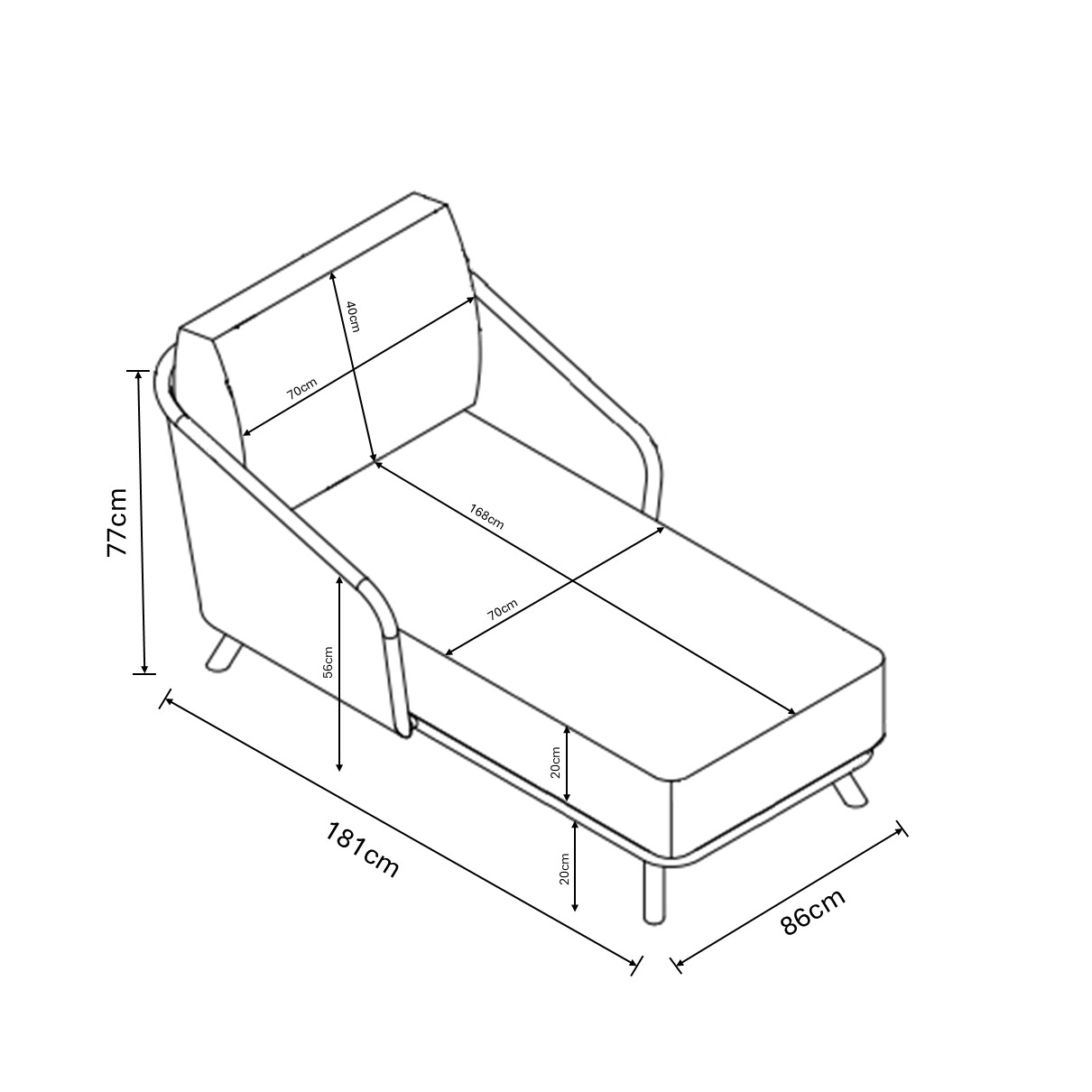 Eden Lounger dimensions